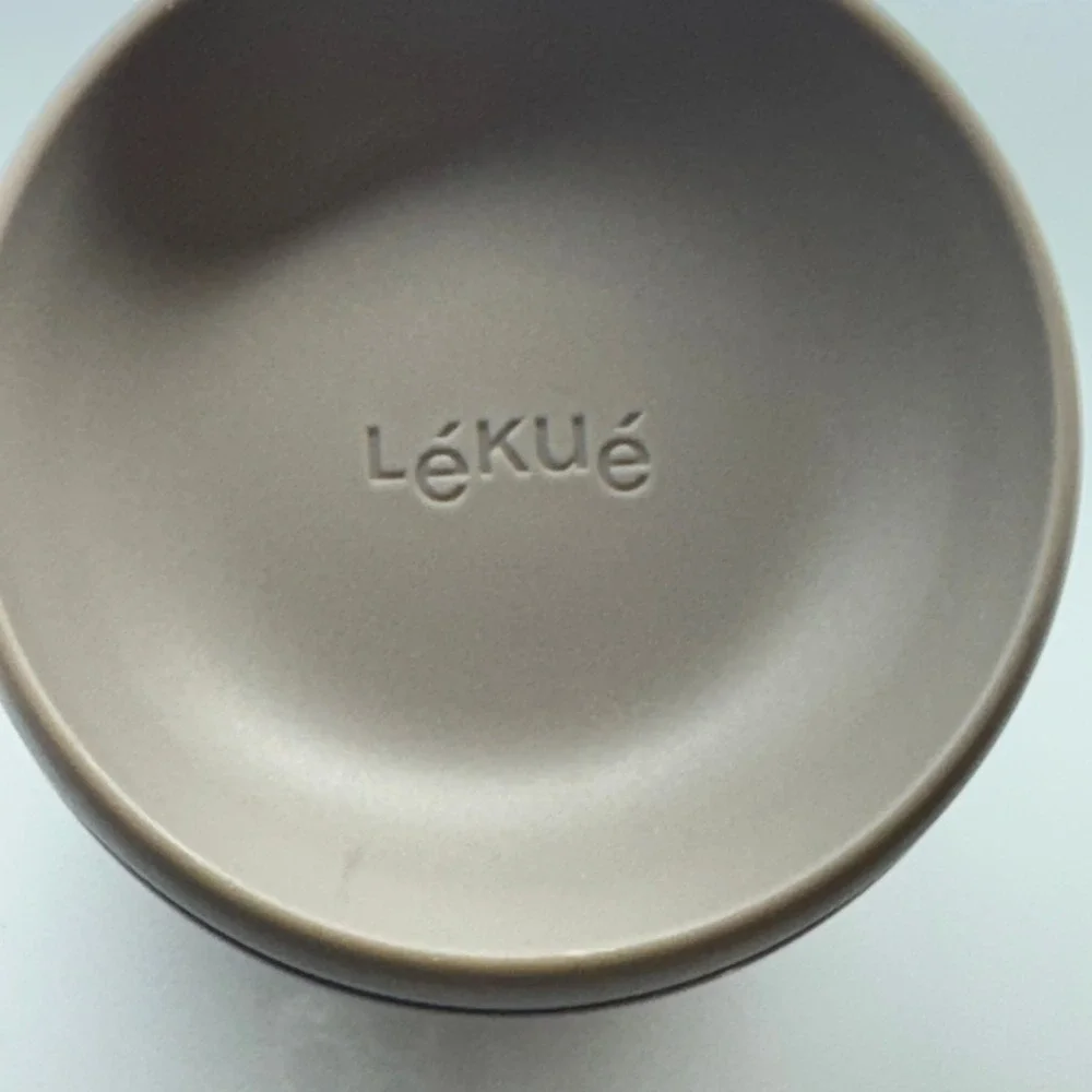 LEKUE Food Storage Container Round Beige Ceramic Cup Mug &‎ Lid